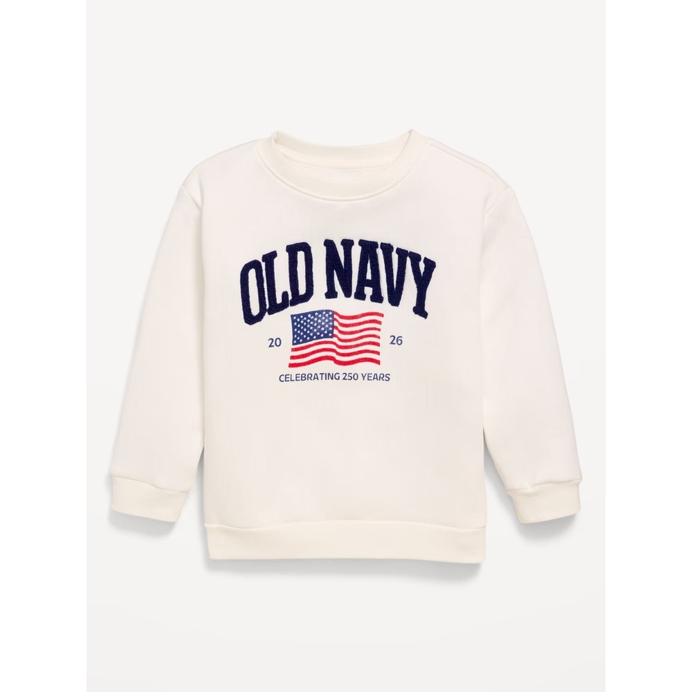 Old Navy Boy's Oversized 250 Years Flag Logo 2026 Sweatshirt - Sea Salt - 4T